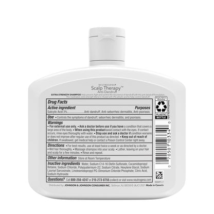 Neutrogena Scalp Therapy Anti-Dandruff Extra Strength Medicated Shampoo with 3% Salicylic Acid, Fragrance Free, 12 fl. oz