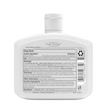 Neutrogena Scalp Therapy Anti-Dandruff Extra Strength Medicated Shampoo with 3% Salicylic Acid, Fragrance Free, 12 fl. oz