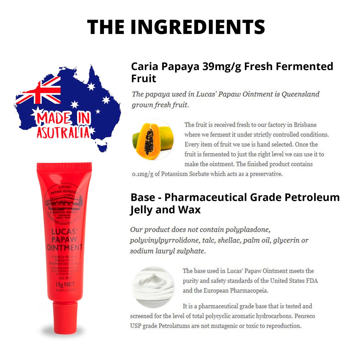 Lucas Papaw Ointment 75g Jar & 15g Tube with Lip Applicator – Fermented Papaya Skin Balm, Multipurpose Ointment, Made in Australia Avelisse