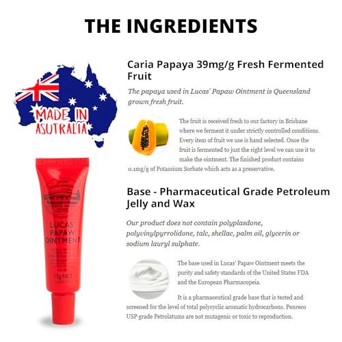 Lucas Papaw Ointment 75g Jar & 15g Tube with Lip Applicator – Fermented Papaya Skin Balm, Multipurpose Ointment, Made in Australia Avelisse