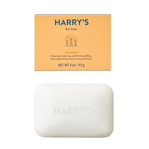 Harry's Men's Bar Soap, Redwood Scent Body Bar Soap for Men, 4 Bars, Net Wt 4 oz Each Avelisse