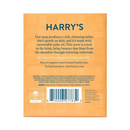 Harry's Men's Bar Soap, Redwood Scent Body Bar Soap for Men, 4 Bars, Net Wt 4 oz Each Avelisse
