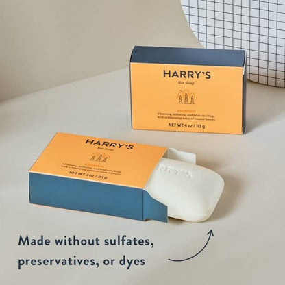 Harry's Men's Bar Soap, Redwood Scent Body Bar Soap for Men, 4 Bars, Net Wt 4 oz Each Avelisse
