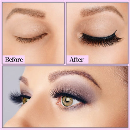 KATGE Magnetic Eyelashes and Eyeliner Kit – 12 Pairs Reusable 3D Natural False Lashes with Eyeliner and Tweezers, No Glue Needed (Black)