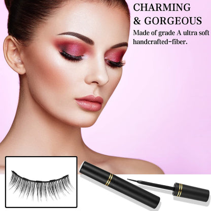 KATGE Magnetic Eyelashes and Eyeliner Kit – 12 Pairs Reusable 3D Natural False Lashes with Eyeliner and Tweezers, No Glue Needed (Black)