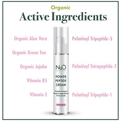 NuOrganic Peptide Face Cream - Anti Aging, Wrinkles, Firming & Tone - Patented PhytoCellular Science - Vegan, 1.7 oz