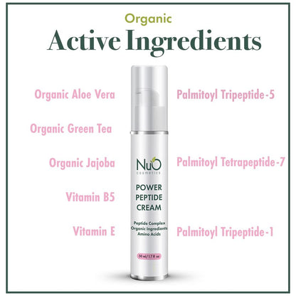 NuOrganic Peptide Face Cream - Anti Aging, Wrinkles, Firming & Tone - Patented PhytoCellular Science - Vegan, 1.7 oz