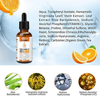 ELBBUB Day-Night Anti Aging Vitamin C Serum & Retinol Serum for Face with Retinol & Amino Acids – Boost Skin Collagen, Hydrate & Plump Skin Facial Serum