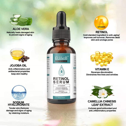 ELBBUB Day-Night Anti Aging Vitamin C Serum & Retinol Serum for Face with Retinol & Amino Acids – Boost Skin Collagen, Hydrate & Plump Skin Facial Serum