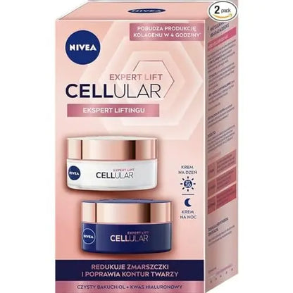 NIVEA Cellular Expert Lift Anti-Age Face Cream Set – Day & Night Moisturizers with Bakuchiol and Dual Hyaluronic Acid, 2 x 50 ml (100 ml) – Anti-Wrinkle, Firming and Skin-Renewing Care for Mature Skin Avelisse