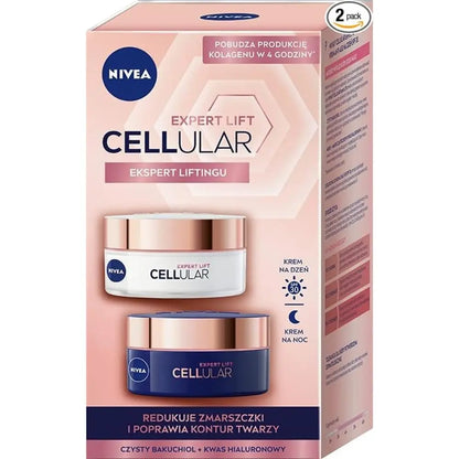 NIVEA Cellular Expert Lift Anti-Age Face Cream Set – Day & Night Moisturizers with Bakuchiol and Dual Hyaluronic Acid, 2 x 50 ml (100 ml) – Anti-Wrinkle, Firming and Skin-Renewing Care for Mature Skin Avelisse