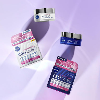 NIVEA Cellular Expert Filler Anti-Age Day & Night Face Cream Set – 2 × 50 ml – Deep Hydration, Firming & Wrinkle-Filling Moisturiser for Mature & All Skin Types