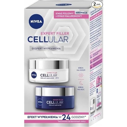 NIVEA Cellular Expert Filler Anti-Age Day & Night Face Cream Set – 2 × 50 ml – Deep Hydration, Firming & Wrinkle-Filling Moisturiser for Mature & All Skin Types - görsel 2
