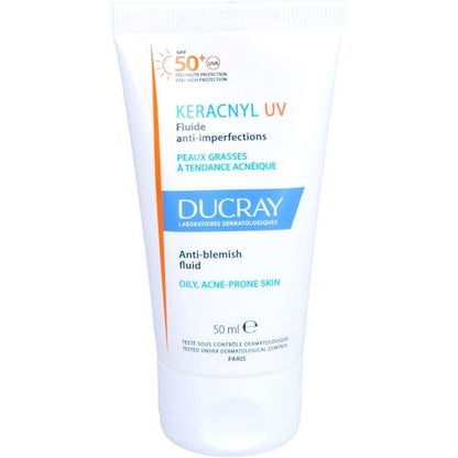 Ducray Keracnyl Anti-Imperfection Fluid SPF50+ 50ml - Oily & Acne-Prone Skin Sunscreen
