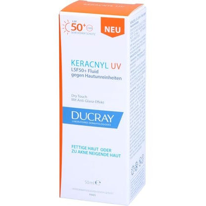 Ducray Keracnyl Anti-Imperfection Fluid SPF50+ 50ml - Oily & Acne-Prone Skin Sunscreen