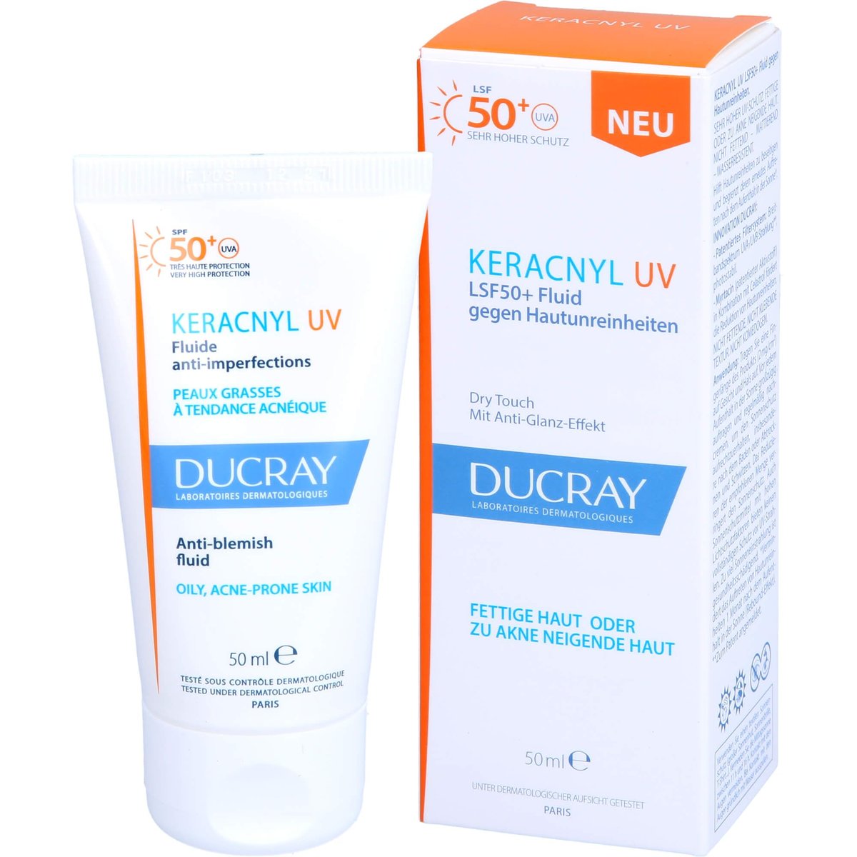 Ducray Keracnyl Anti-Imperfection Fluid SPF50+ 50ml - Oily & Acne-Prone Skin Sunscreen - görsel 3