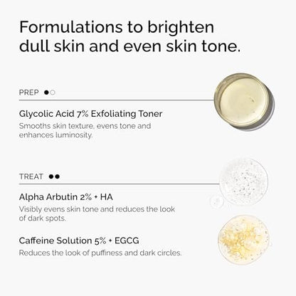 The Ordinary The Bright Set: 3-Step Regimen for Radiant, Even Skin Tone with Glycolic Acid 7% Exfoliating Toner, Alpha Arbutin 2% + HA, and Caffeine Solution 5% + EGCG Avelisse