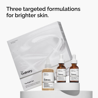 The Ordinary The Bright Set: 3-Step Regimen for Radiant, Even Skin Tone with Glycolic Acid 7% Exfoliating Toner, Alpha Arbutin 2% + HA, and Caffeine Solution 5% + EGCG Avelisse