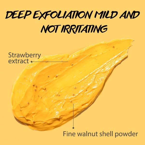 Vitamin C and Turmeric Face Scrub Cream – Organic Microdermabrasion Facial Scrub Exfoliator for Blackheads, Dark Spots, Acne – Strawberry Extract – 130g/4.5oz - görsel 13