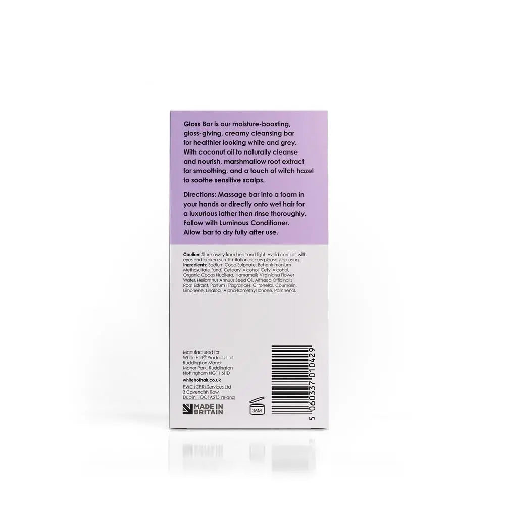 White Hot Gloss Bar Shampoo Solid Shampoo Bar (2 x 60g) for Bright Shine & Silky Soft Silver White Hair Avelisse