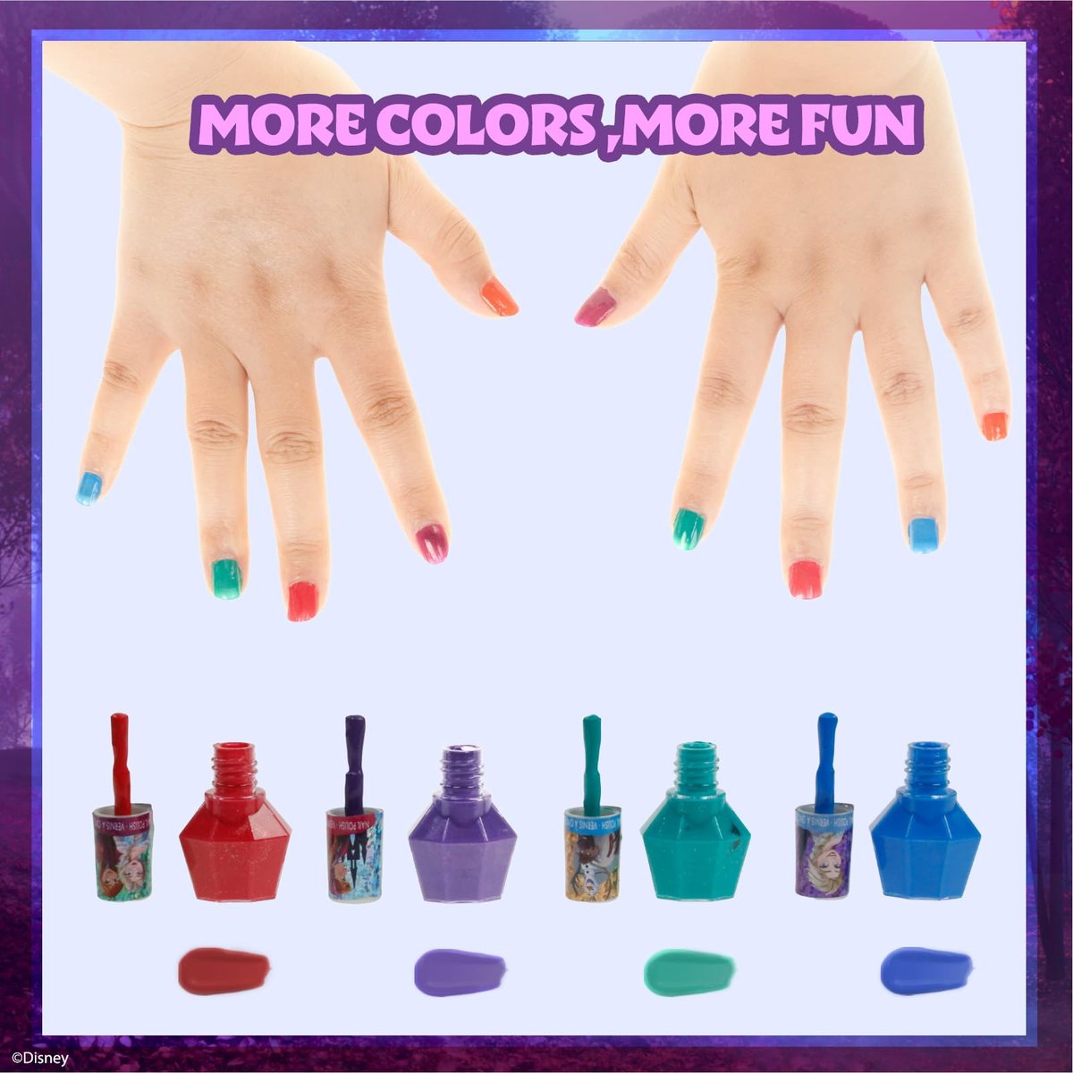 Townley Girl Disney Frozen Peel-Off Nail Polish Set - 18 Pc with Gems, Shimmery & Opaque Colors for Girls Ages 3+ Avelisse