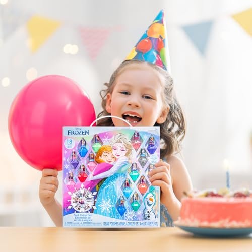 Townley Girl Disney Frozen Peel-Off Nail Polish Set - 18 Pc with Gems, Shimmery & Opaque Colors for Girls Ages 3+ Avelisse