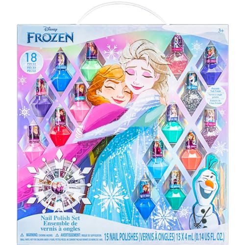 Townley Girl Disney Frozen Peel-Off Nail Polish Set - 18 Pc with Gems, Shimmery & Opaque Colors for Girls Ages 3+ Avelisse