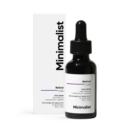 Minimalist 0.6% Retinol Serum with Coenzyme Q10 - Anti-Aging, Reduces Fine Lines & Wrinkles, Mid Strength, 30ml Avelisse