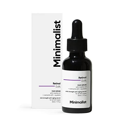 Minimalist 0.6% Retinol Serum with Coenzyme Q10 - Anti-Aging, Reduces Fine Lines & Wrinkles, Mid Strength, 30ml Avelisse