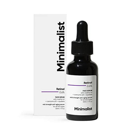 Minimalist 0.6% Retinol Serum with Coenzyme Q10 - Anti-Aging, Reduces Fine Lines & Wrinkles, Mid Strength, 30ml Avelisse