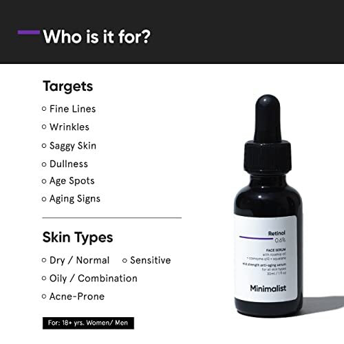 Minimalist 0.6% Retinol Serum with Coenzyme Q10 - Anti-Aging, Reduces Fine Lines & Wrinkles, Mid Strength, 30ml Avelisse