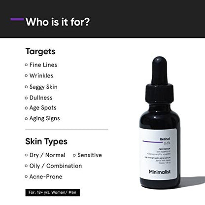 Minimalist 0.6% Retinol Serum with Coenzyme Q10 - Anti-Aging, Reduces Fine Lines & Wrinkles, Mid Strength, 30ml Avelisse