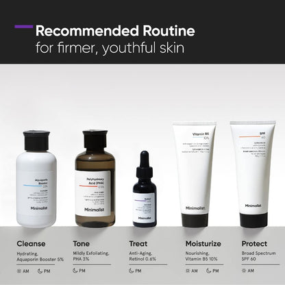 Minimalist 0.6% Retinol Serum with Coenzyme Q10 - Anti-Aging, Reduces Fine Lines & Wrinkles, Mid Strength, 30ml Avelisse