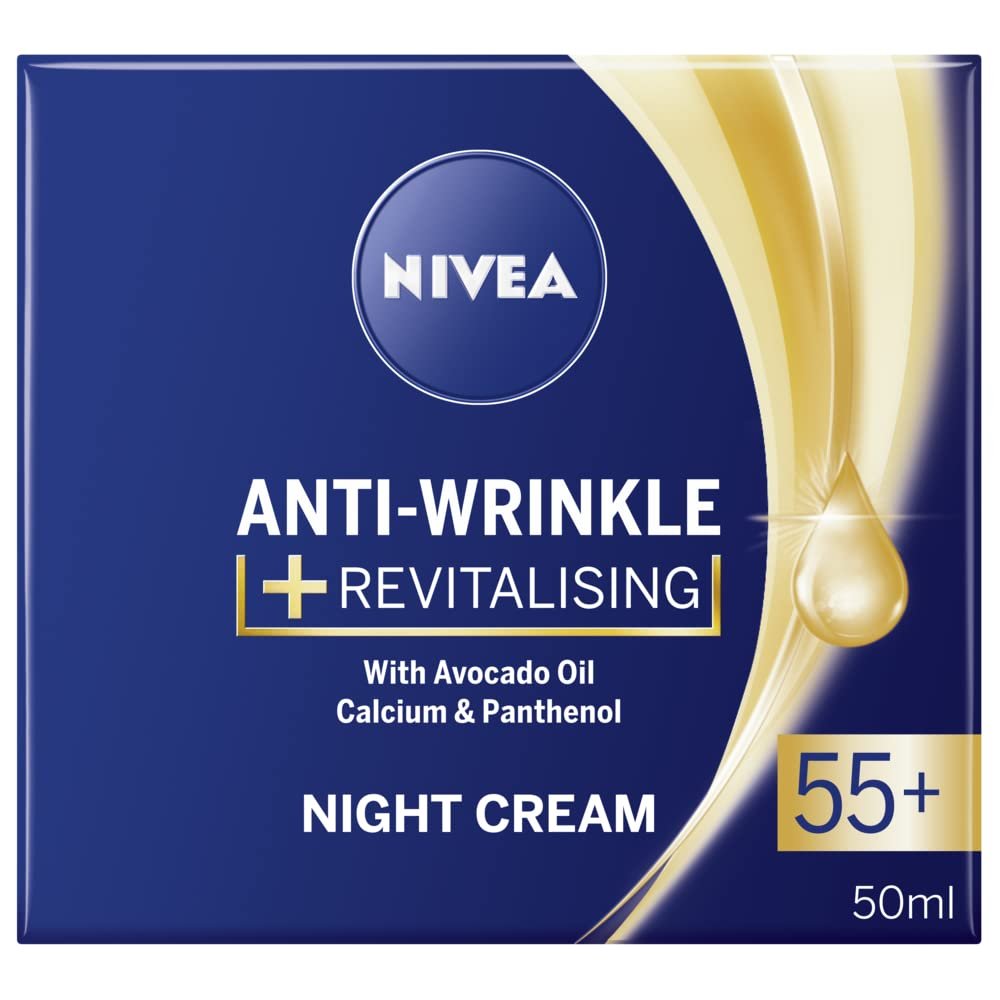 NIVEA Anti-Wrinkle Restorative Night Cream 55+ – Rich Regenerating Moisturizer with Avocado Oil, Calcium & Panthenol, 50 ml Mature Skin Care for Overnight Renewal Avelisse