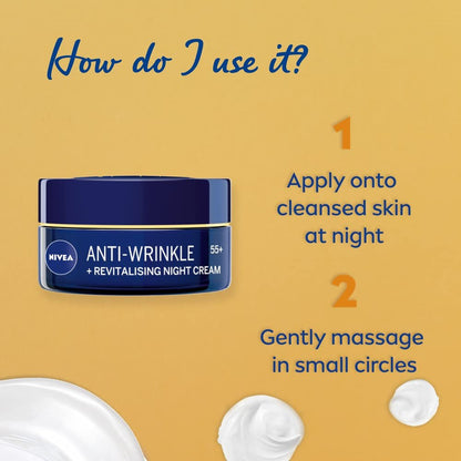 NIVEA Anti-Wrinkle Restorative Night Cream 55+ – Rich Regenerating Moisturizer with Avocado Oil, Calcium & Panthenol, 50 ml Mature Skin Care for Overnight Renewal Avelisse
