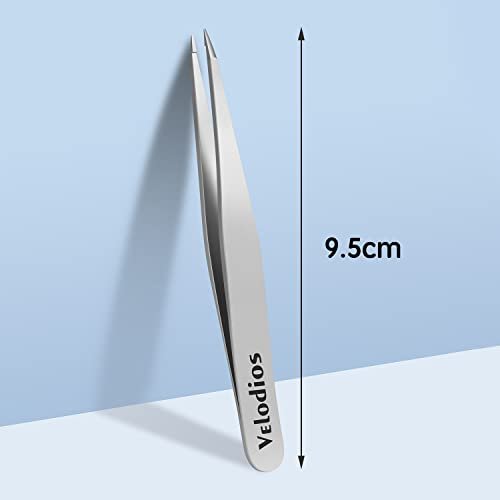 Velodios Pointed Tweezers for Women Facial Hair – Professional Stainless Steel Tweezers for Eyebrow, Chin Hair & Ingrown Hair Removal - görsel 3