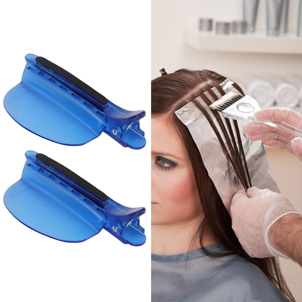 Professional Heat Speed Separator Hair Clip - Non-Slip K Tip Hair Extensions Tool with 7 Teeth for Home Salon Wig Extension (Blue) - görsel 4