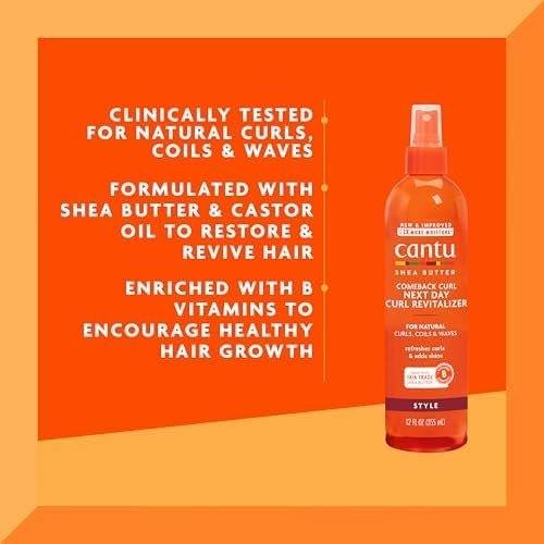 Cantu Comeback Curl Next Day Curl Revitalizer for Natural Hair with Pure Shea Butter, 12 fl oz (Pack of 3) - görsel 5