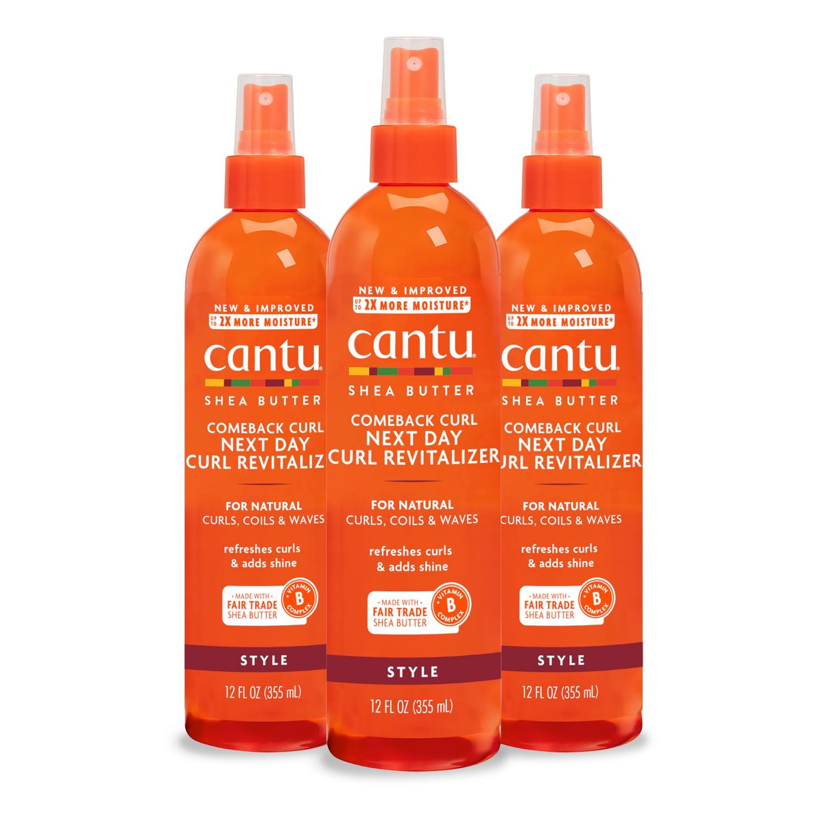 Cantu Comeback Curl Next Day Curl Revitalizer for Natural Hair with Pure Shea Butter, 12 fl oz (Pack of 3) - görsel 1