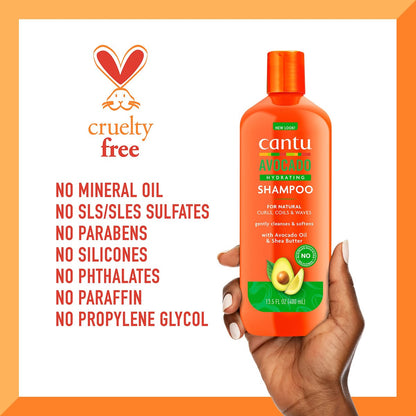 Cantu Avocado Hydrating Sulfate-Free Shampoo with Pure Shea Butter - 13.5 oz (Pack of 2) Avelisse