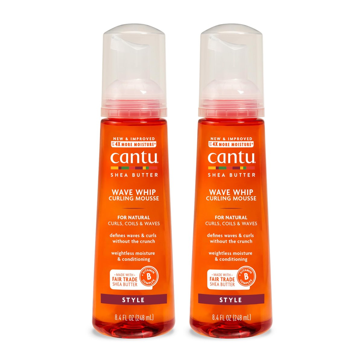 Cantu Wave Whip Curling Mousse for Natural Hair with Pure Shea Butter, 8.4 fl oz (Pack of 2) Avelisse