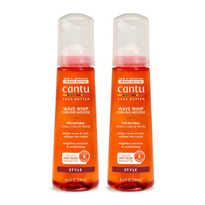 Cantu Wave Whip Curling Mousse for Natural Hair with Pure Shea Butter, 8.4 fl oz (Pack of 2) Avelisse