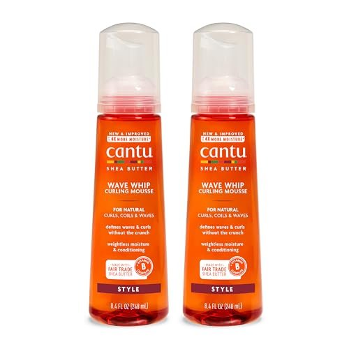 Cantu Wave Whip Curling Mousse for Natural Hair with Pure Shea Butter, 8.4 fl oz (Pack of 2) Avelisse