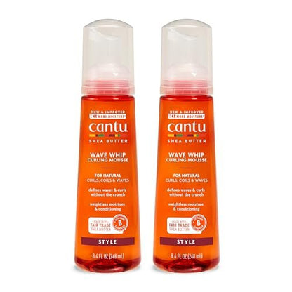 Cantu Wave Whip Curling Mousse for Natural Hair with Pure Shea Butter, 8.4 fl oz (Pack of 2) Avelisse