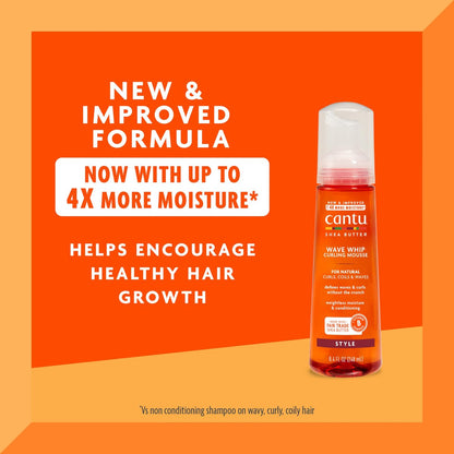 Cantu Wave Whip Curling Mousse for Natural Hair with Pure Shea Butter, 8.4 fl oz (Pack of 2) Avelisse