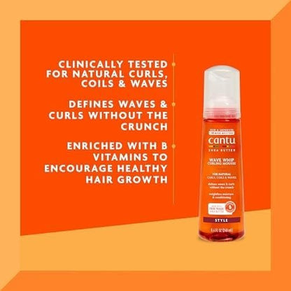 Cantu Wave Whip Curling Mousse for Natural Hair with Pure Shea Butter, 8.4 fl oz (Pack of 2) Avelisse