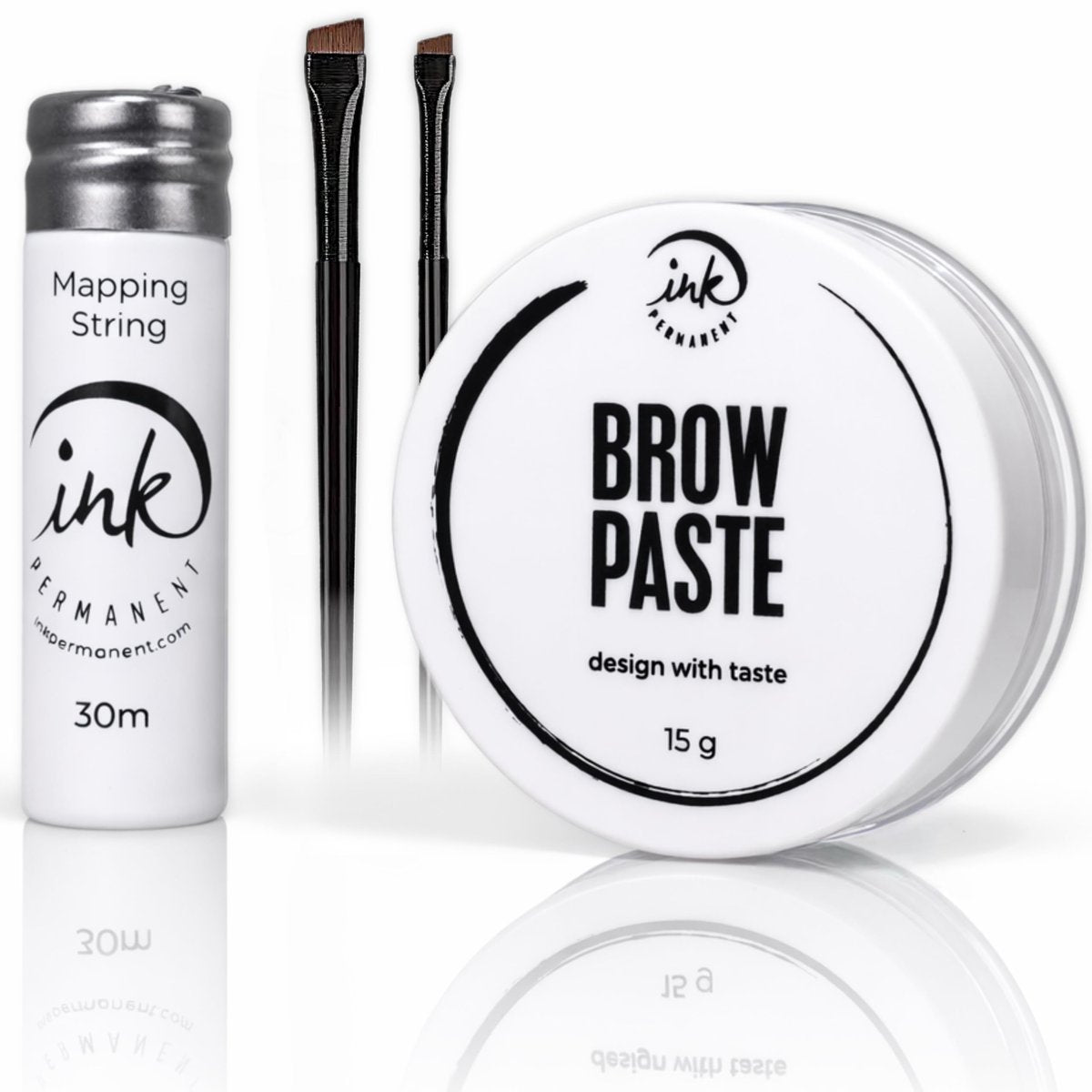 Brow Mapping Kit with White Brow Paste (Large 15g Bottle), White Brow Mapping String (30m), and 2 Eyebrow Brush Set for Microblading Supplies, PMU Supplies, Brow Brush Microblading Kit Avelisse