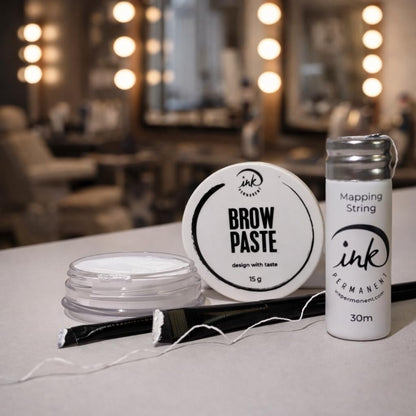 Brow Mapping Kit with White Brow Paste (Large 15g Bottle), White Brow Mapping String (30m), and 2 Eyebrow Brush Set for Microblading Supplies, PMU Supplies, Brow Brush Microblading Kit Avelisse
