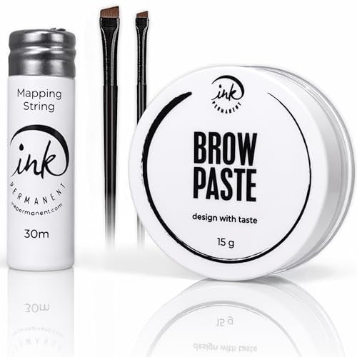 Brow Mapping Kit with White Brow Paste (Large 15g Bottle), White Brow Mapping String (30m), and 2 Eyebrow Brush Set for Microblading Supplies, PMU Supplies, Brow Brush Microblading Kit Avelisse