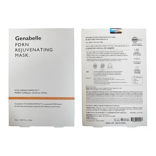 Genabelle PDRN Rejuvenating Mask Sheet - Lightweight Glass Skin & Toning Mask with PDRN, Niacinamide, Hyaluronic Acid - Deeply Hydrate, Cool, and Visibly Plump Skin - 5 Sheets Avelisse